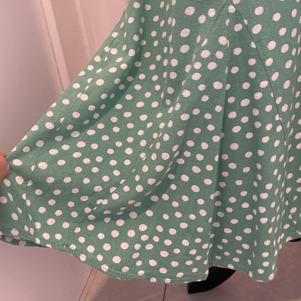LOFT petites Green Polka Dot Sleeveless Maxi Dress Rayon/Linen Dress Size Large - Picture 8 of 17